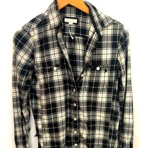 Aerie Long Plaid Button Down Shirt Small